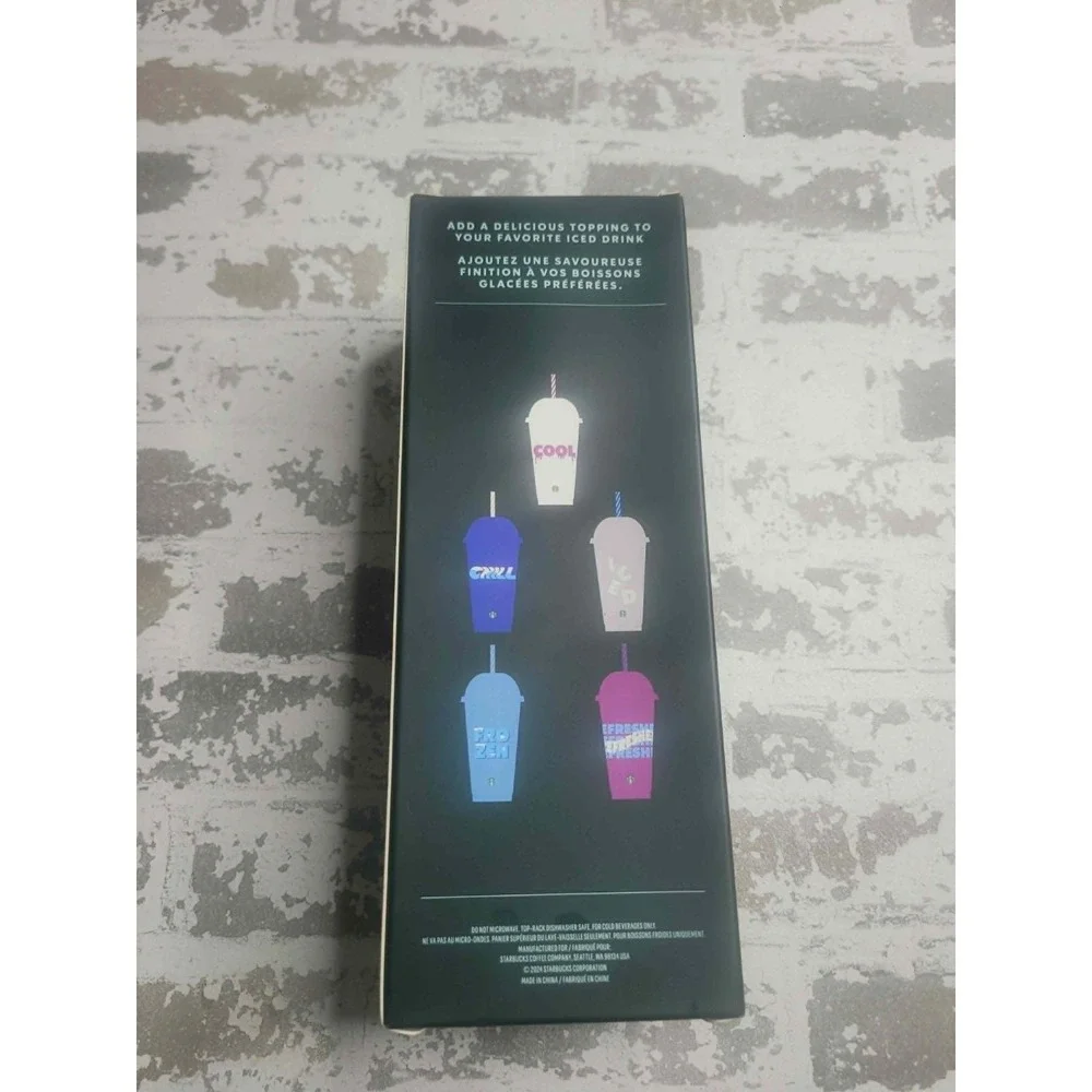 Starbucks Set Of 5 Reusable Cold Cups Dome Lids Straws 24oz Each NEW
